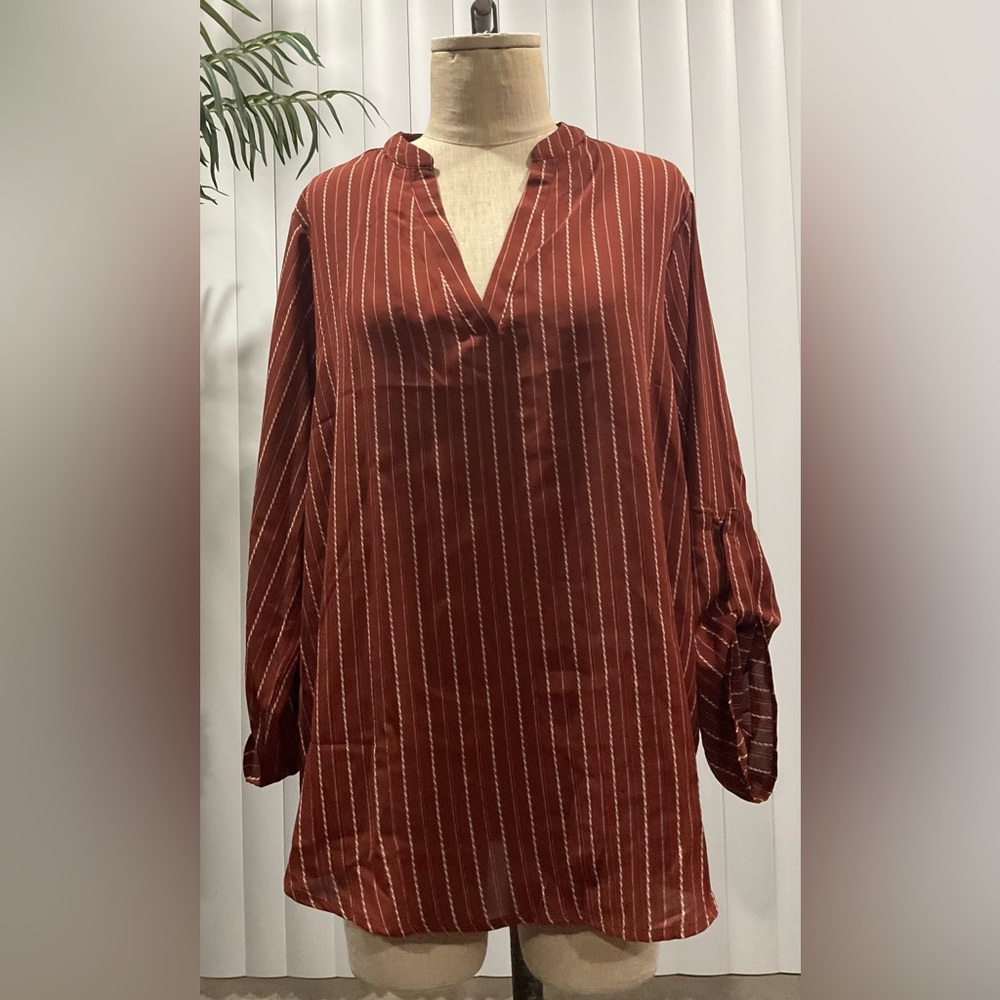 Long sleeve striped 2X blouse